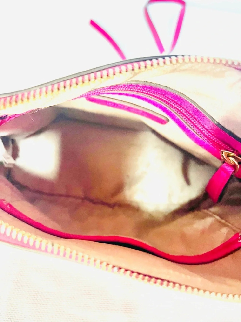 Michael Kors Fuchsia Pink Saffiano Leather Crossbody with Chain & Leather Strap - Picture 8 of 11